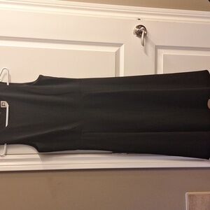 Anne Klein Stretch Black Crepe Black Midi  A Line Dress